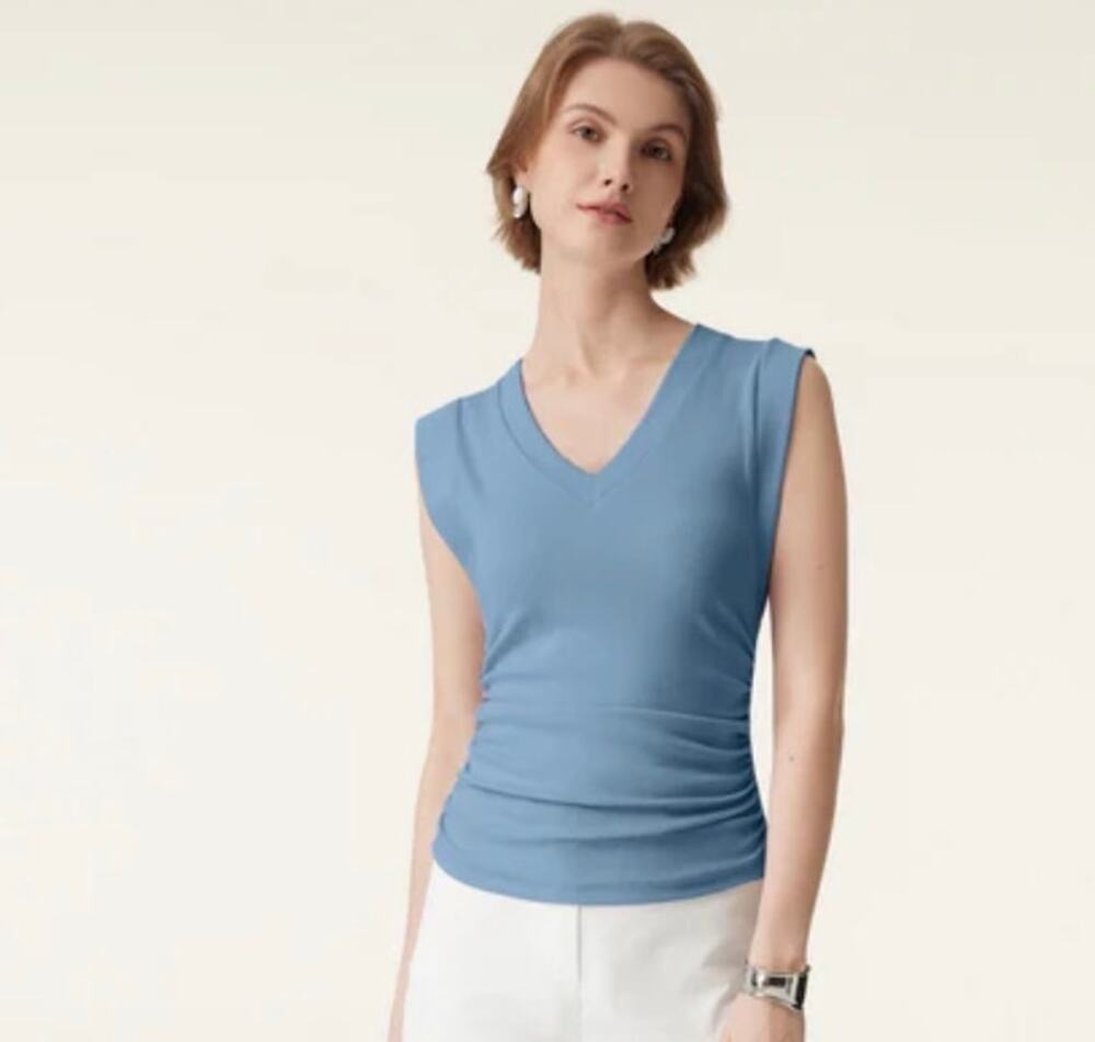 OGLmove Plantflow Boatneck Batwing Side Ruched Top Women's Size M NEW
